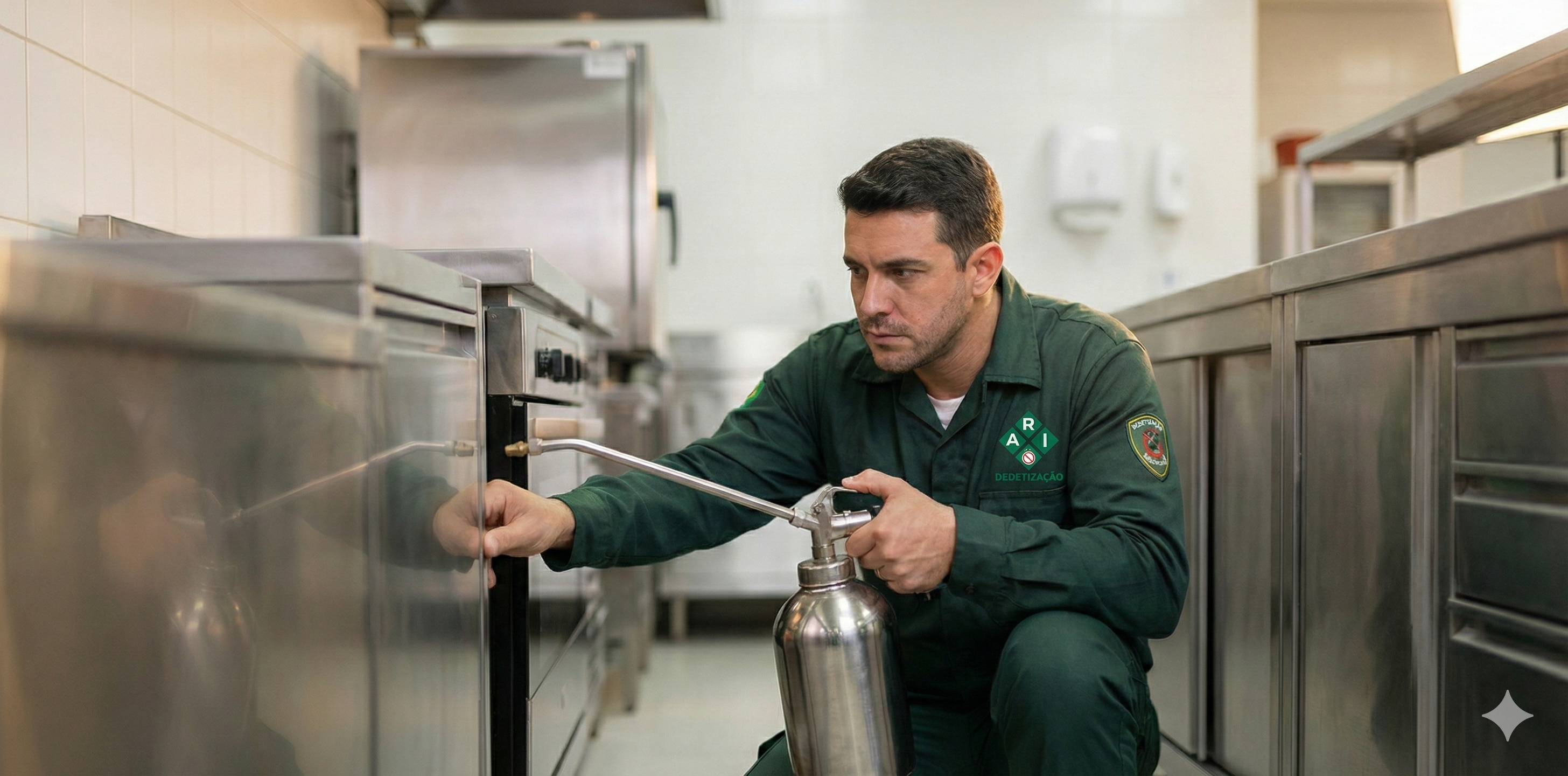 Técnico Profissional Ari Dedetização com equipamento